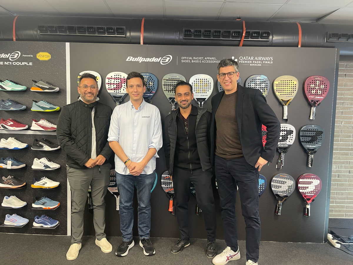 Victor Perez Padel and Luis Cabanyes signing the exclusive Bullpadel India partnership with PadelPark India at Bullpadel headquarters